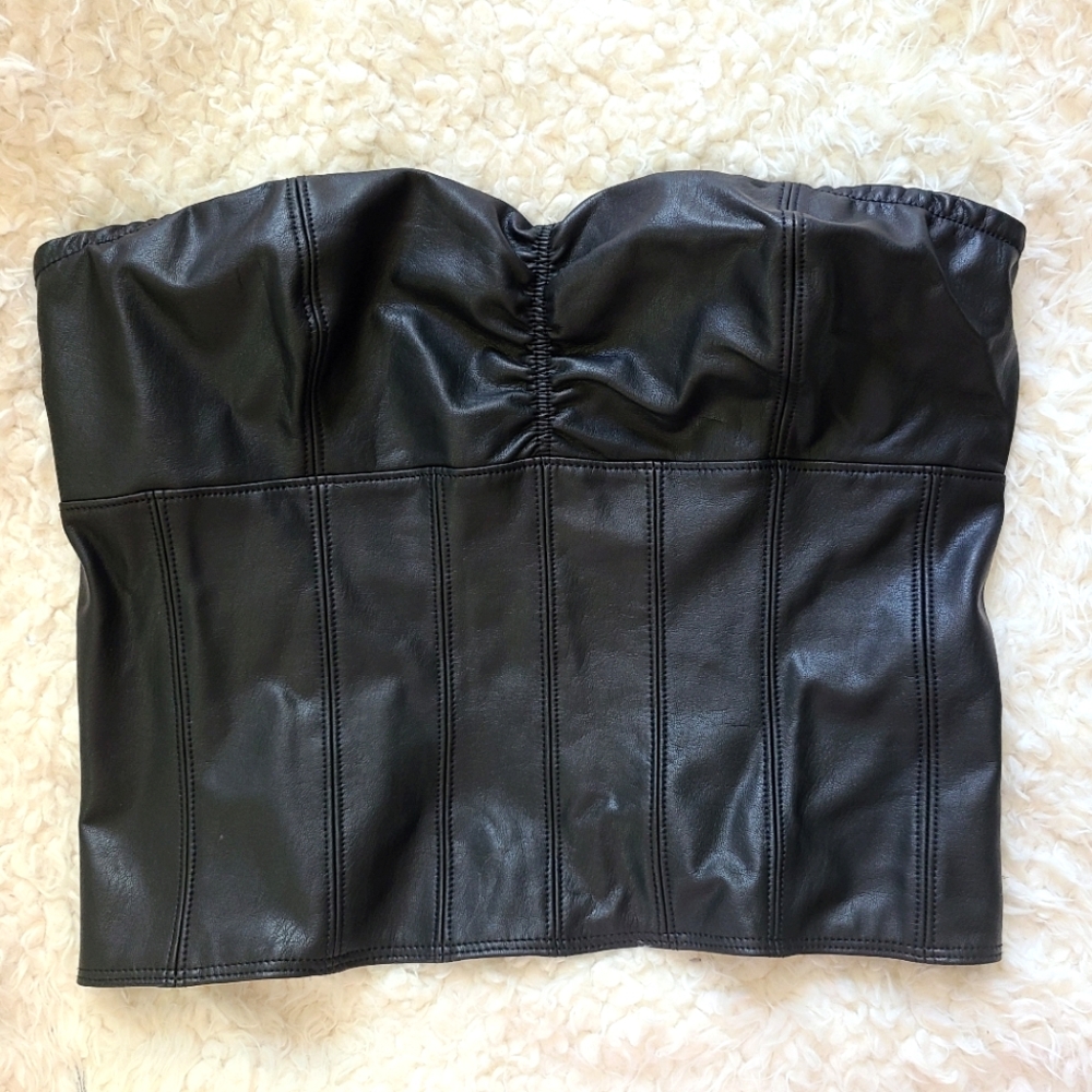 free people • faux leather tube top - Picture 1 of 7